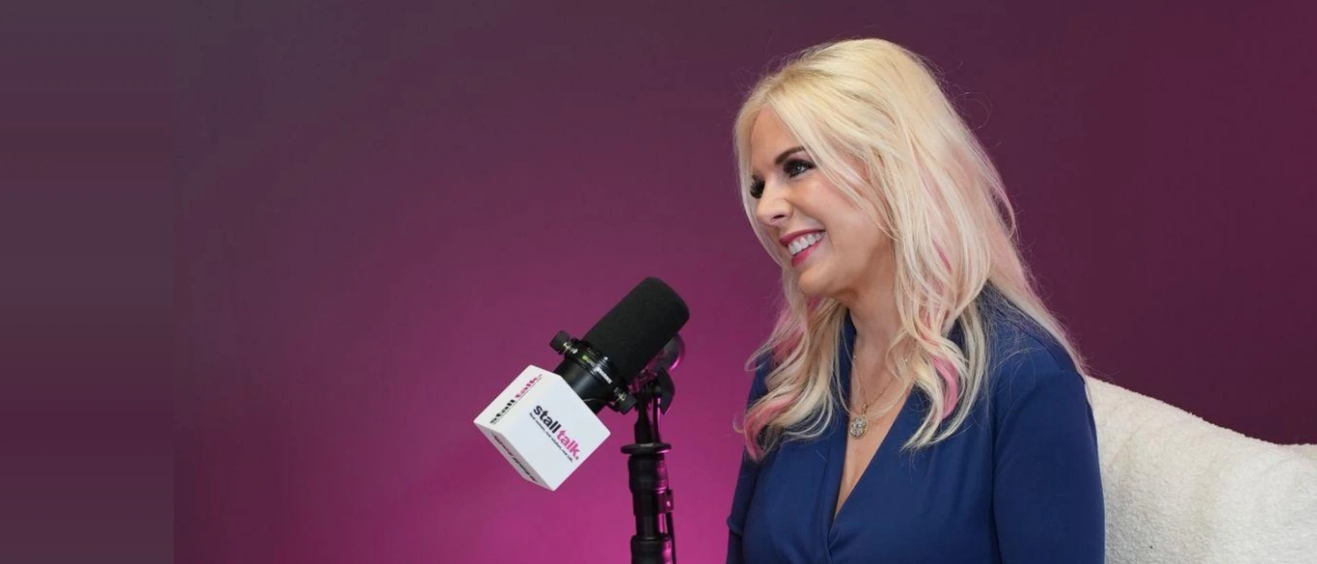 Stefani Seek recording a podcast